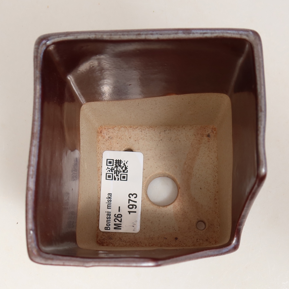 Ceramic bonsai pot, 8 x 8 x 10 cm, metallic color