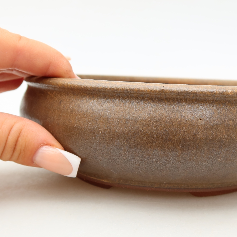 Ceramic bonsai bowl 16,5 x 16,5 x 5,5 cm, brown