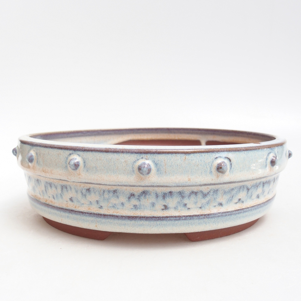 Ceramic bonsai bowl 20,5 x 20,5 x 6 cm, colour blue
