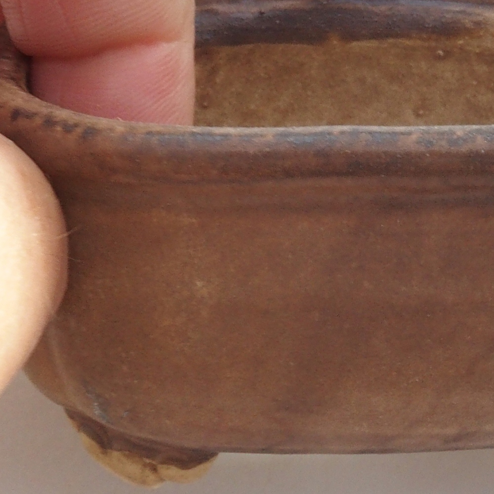 Ceramic bonsai bowl 7,5 x 7,5 x 3,5 cm, color brown