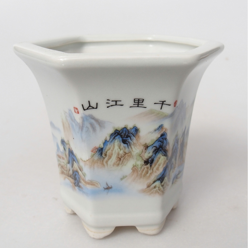 Ceramic bonsai bowl 10 x 9 x 9 cm, colour white