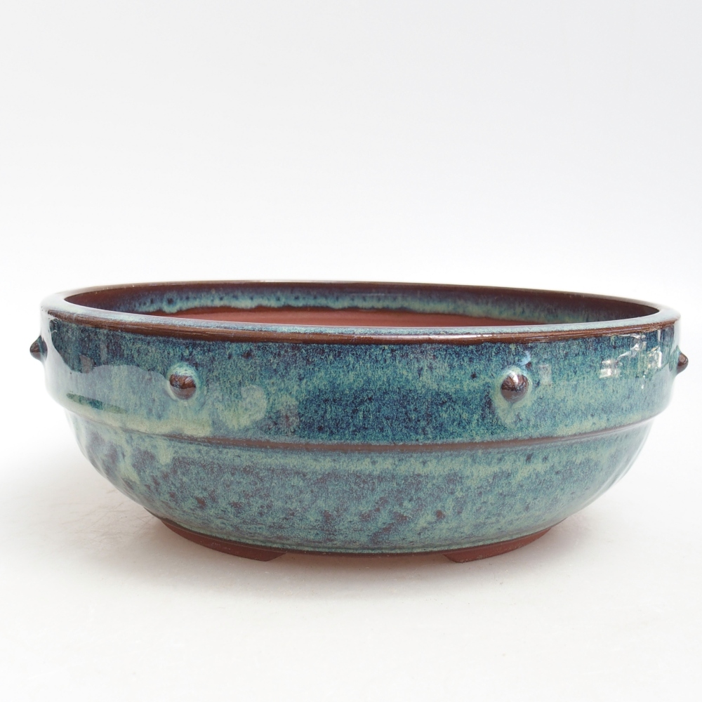 Ceramic bonsai bowl 21 x 21 x 7 cm, colour blue
