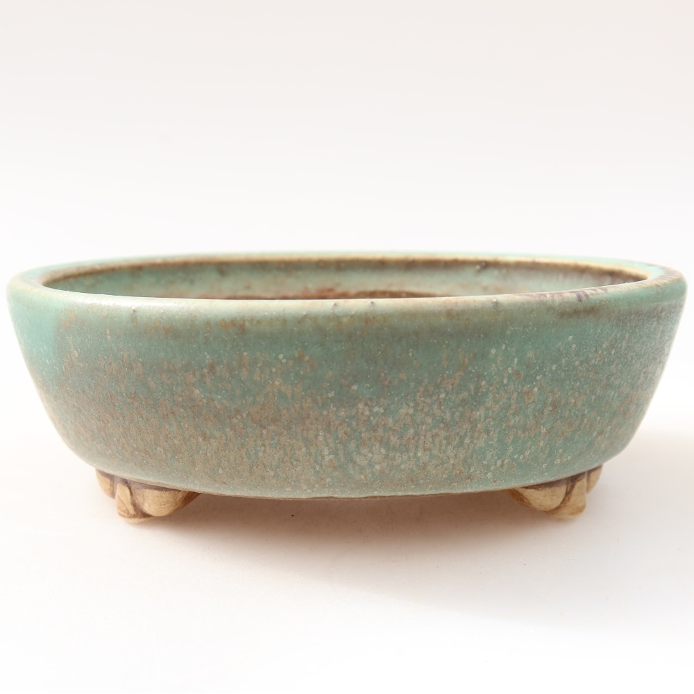 Ceramic bonsai pot, 12 x 10.5 x 4 cm, green