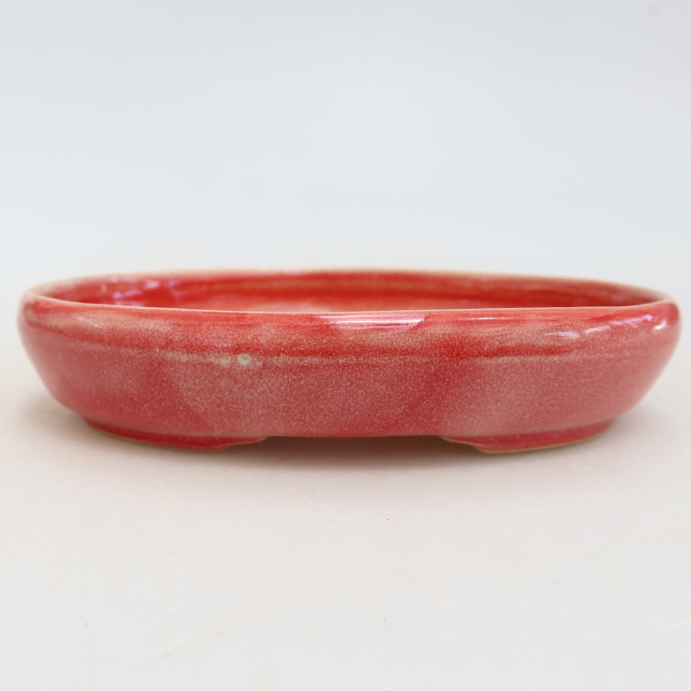 Ceramic bonsai pot, 13 x 9.5 x 2.5 cm, red
