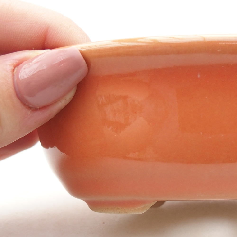 Ceramic bonsai bowl 11 x 8,5 x 4 cm, orange