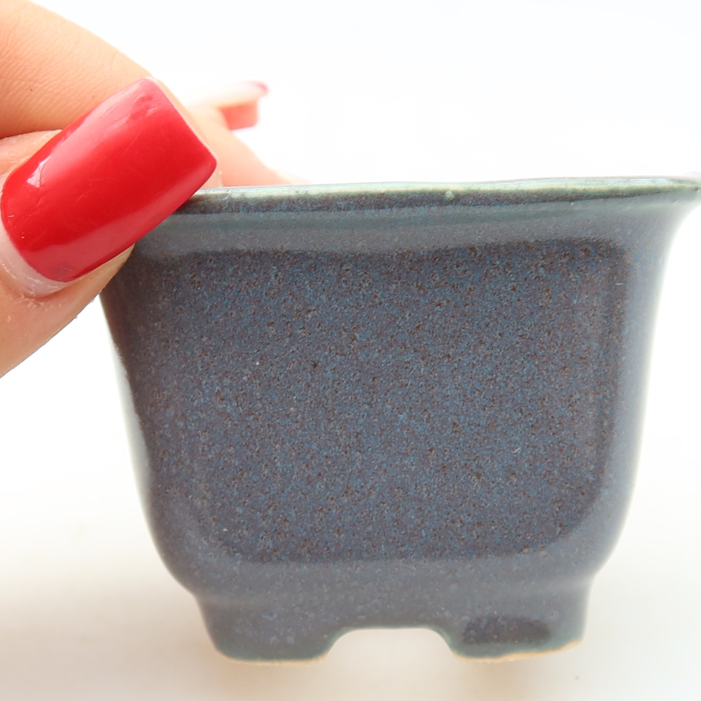 Ceramic bonsai pot, 6.5 x 6.5 x 5 cm, gray