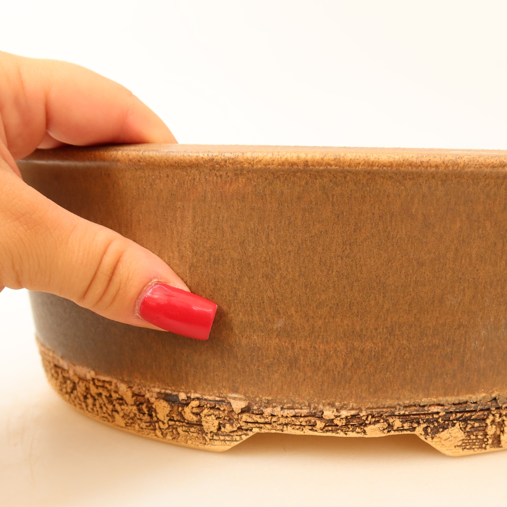 Ceramic bonsai pot, 24 x 24 x 8.5 cm, brown