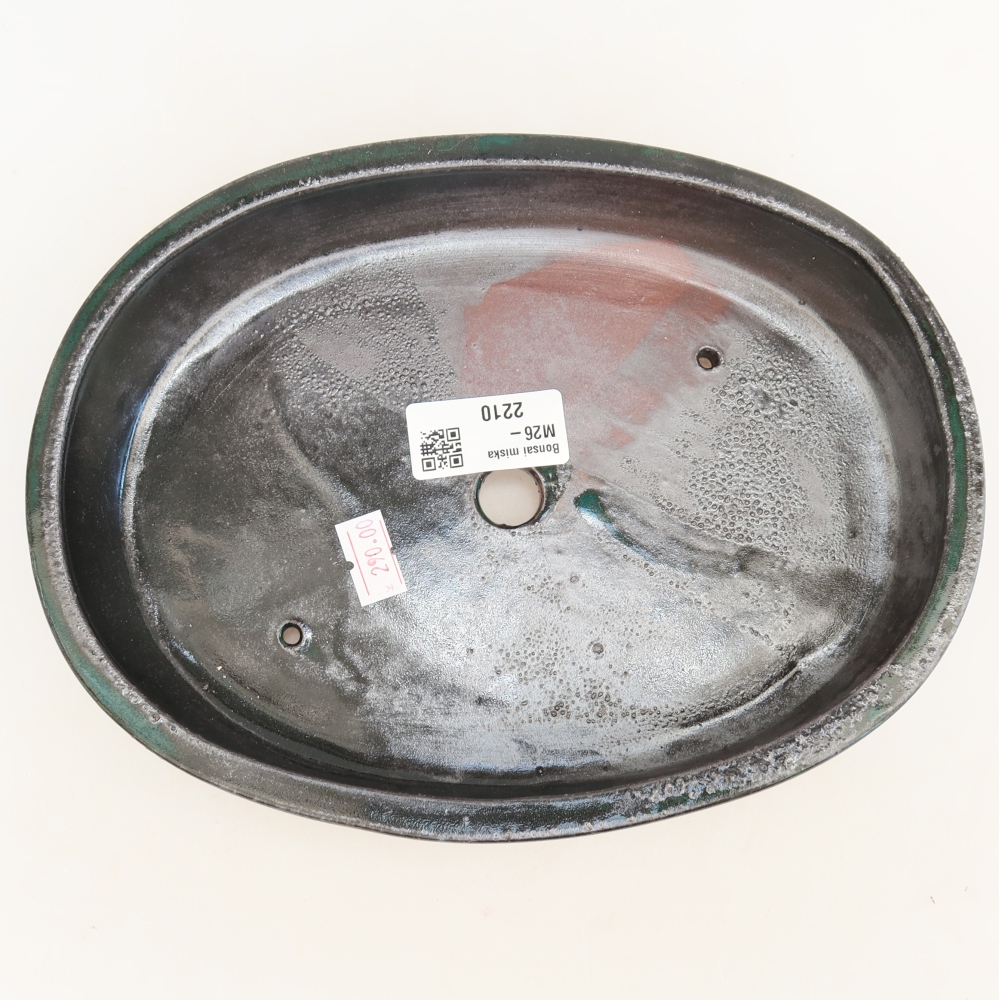 Ceramic bonsai pot, 22 x 17 x 4 cm, green