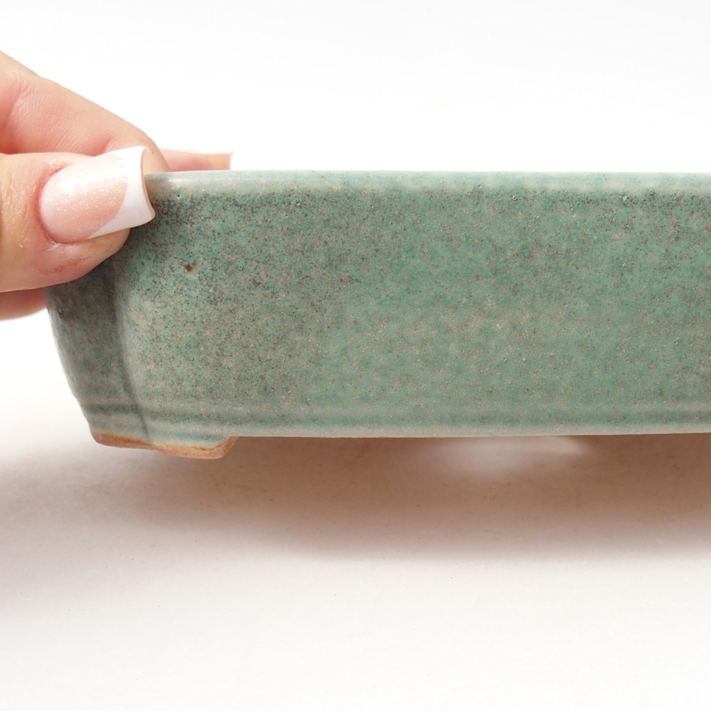 Ceramic bonsai bowl 16 x 11,5 x 4 cm, green