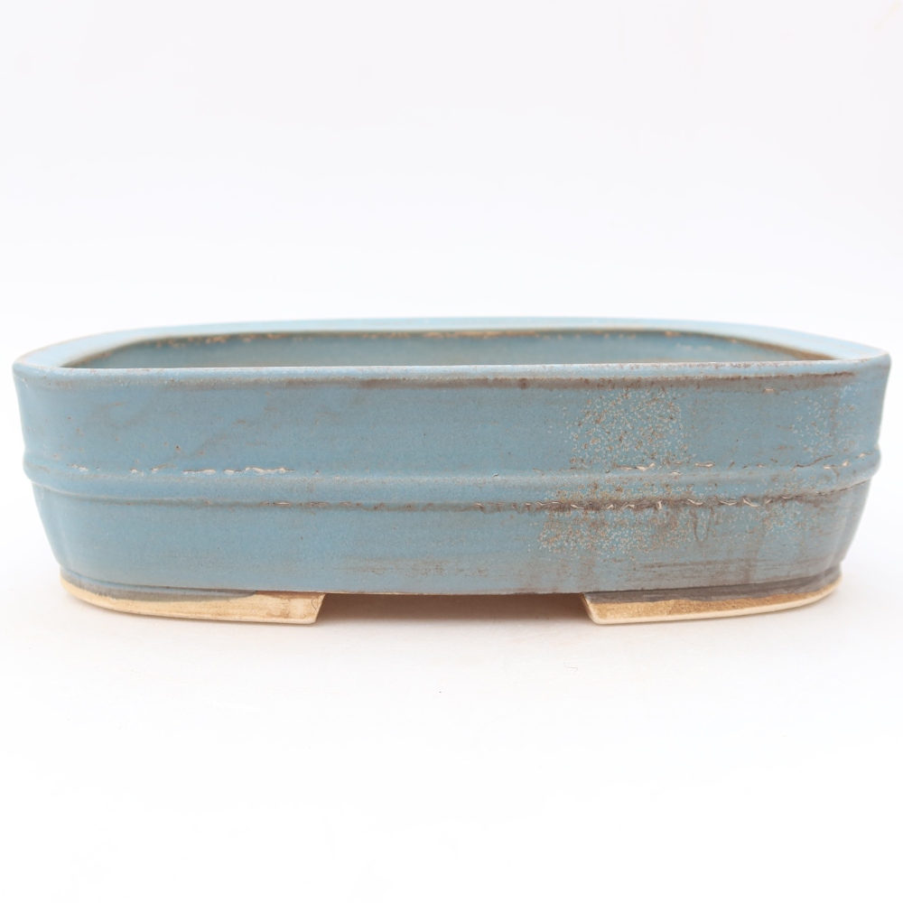 Ceramic bonsai pot, 24.5 x 20.5 x 6.5 cm, blue