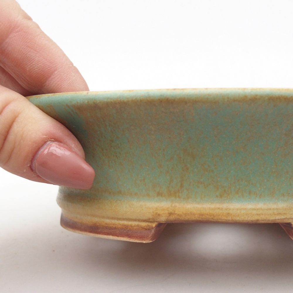 Ceramic bonsai bowl 14,5 x 12,5 x 4 cm, green