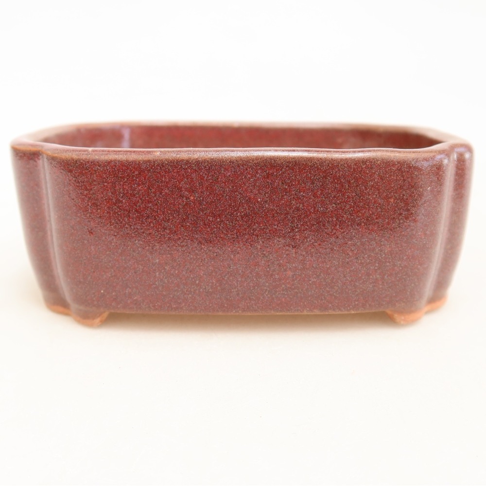 Ceramic bonsai pot, 10.5 x 8 x 4 cm, burgundy
