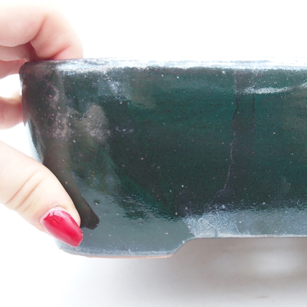 Ceramic bonsai bowl 23 x 17 x 7,5 cm, green