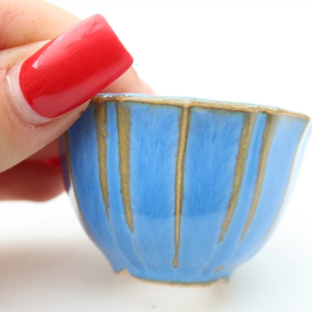 Ceramic bonsai pot, 5.5 x 5.5 x 3.5 cm, blue