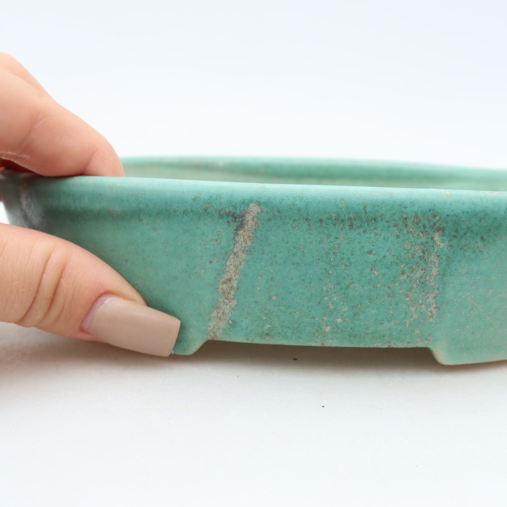 Ceramic bonsai bowl 17 x 14 x 4 cm, green