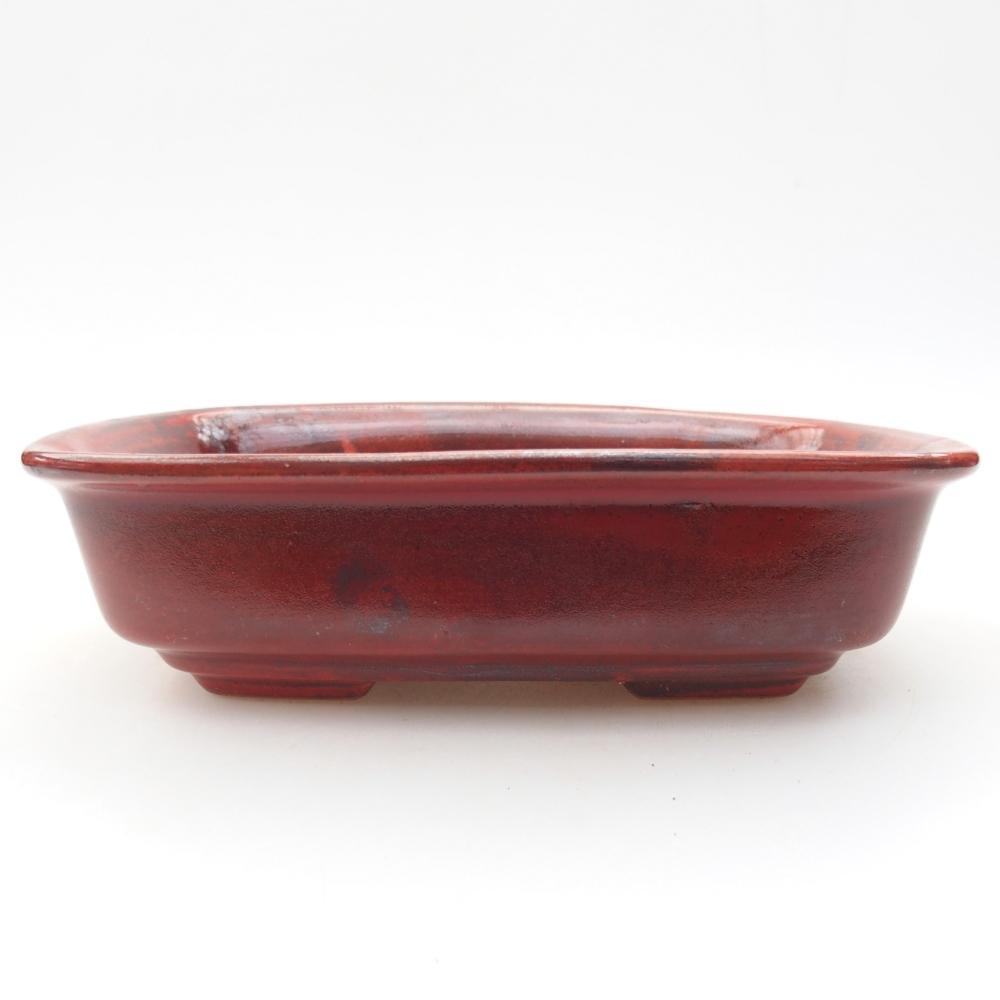 Ceramic bonsai bowl 18,5 x 13,5 x 5 cm, colour red
