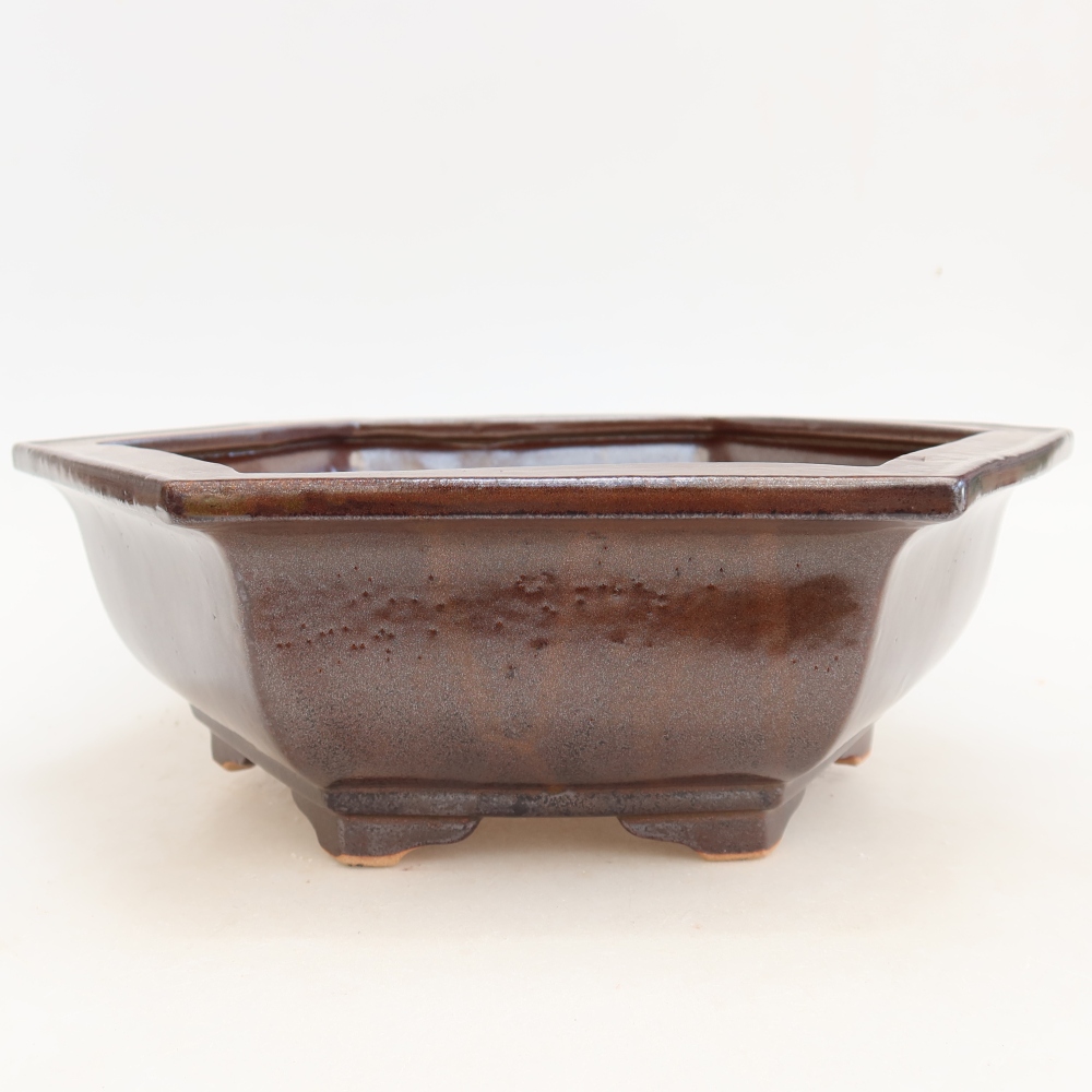 Ceramic bonsai pot, 28 x 24.5 x 9 cm, burgundy