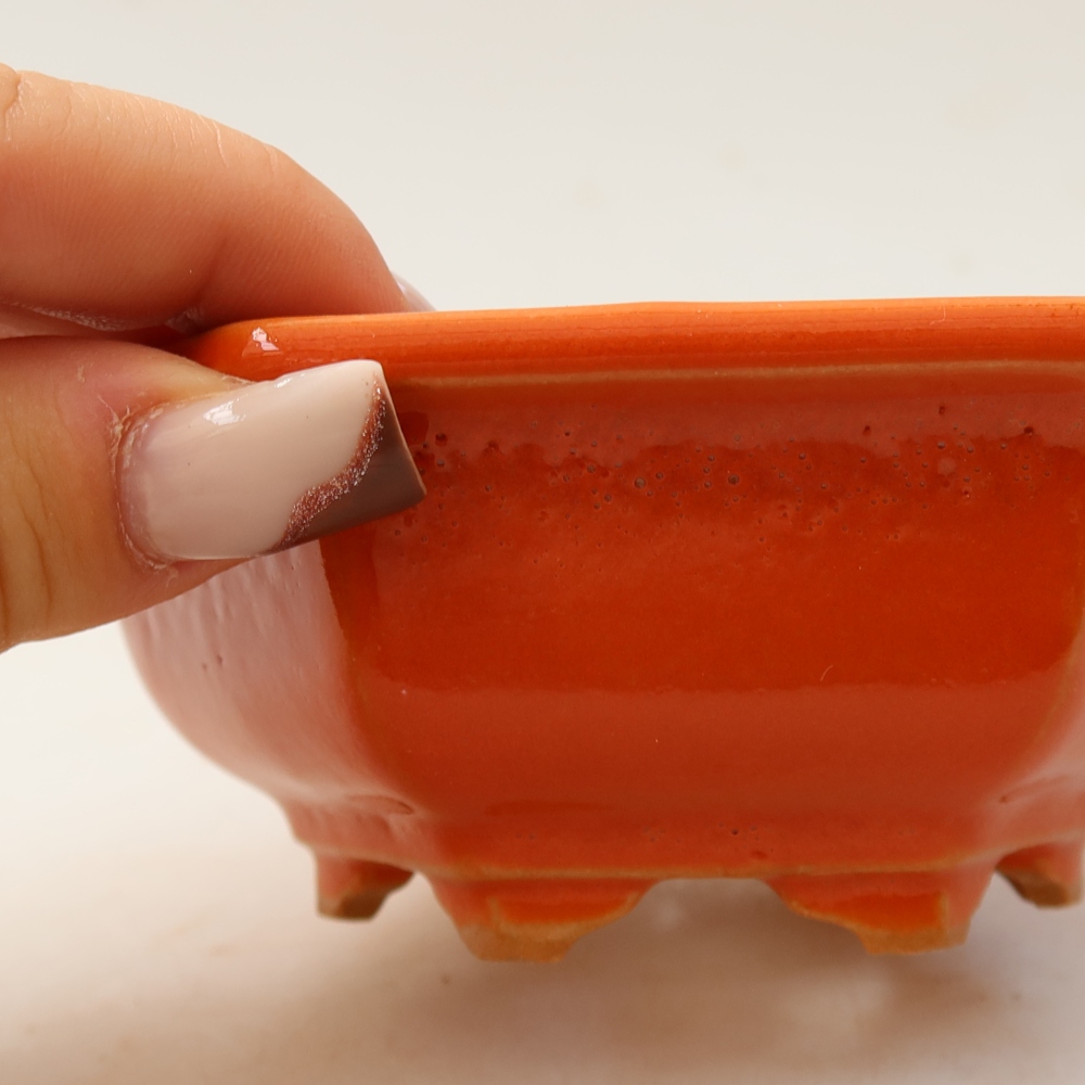 Ceramic bonsai bowl 12 x 10,5 x 4,5 cm, orange