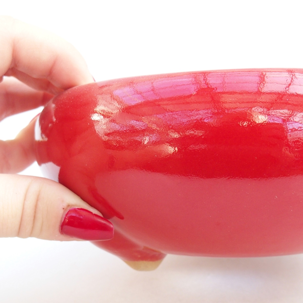 Ceramic bonsai bowl 14,5 x 14,5 x 7 cm, colour red