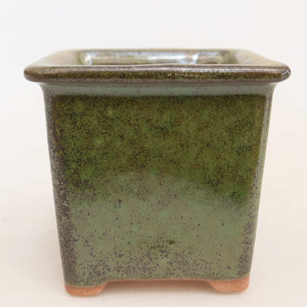 Ceramic bonsai pot, 6 x 6 x 5.5 cm, green