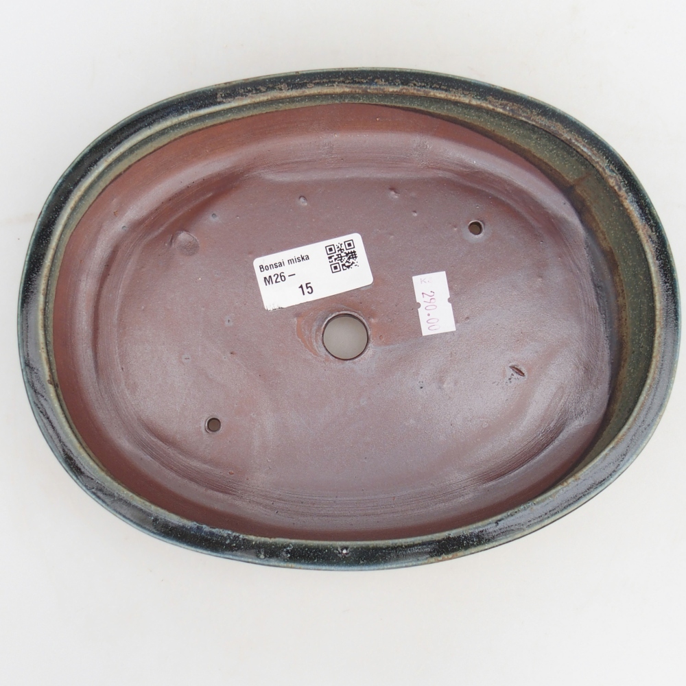 Ceramic bonsai bowl 22,5 x 17 x 4,5 cm, green