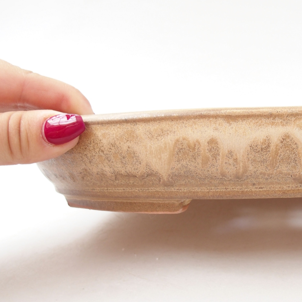 Ceramic bonsai bowl 24,5 x 20 x 4 cm, color beige