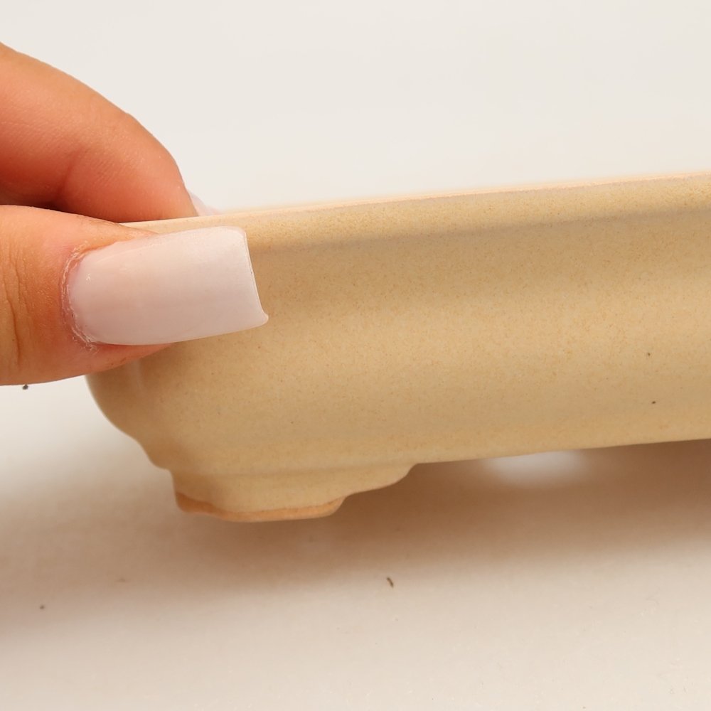 Ceramic bonsai pot, 14 x 11 x 4 cm, beige