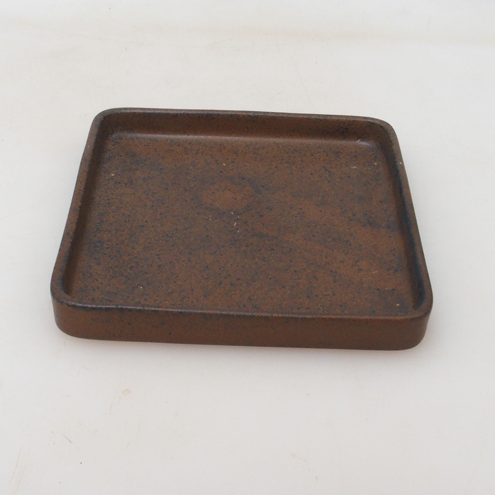 Bonsai bowl square 13.5 x 13.5 x 1.5 cm - brown