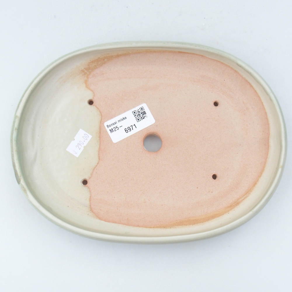 Ceramic bonsai bowl 22,5 x 16,5 x 3 cm, green