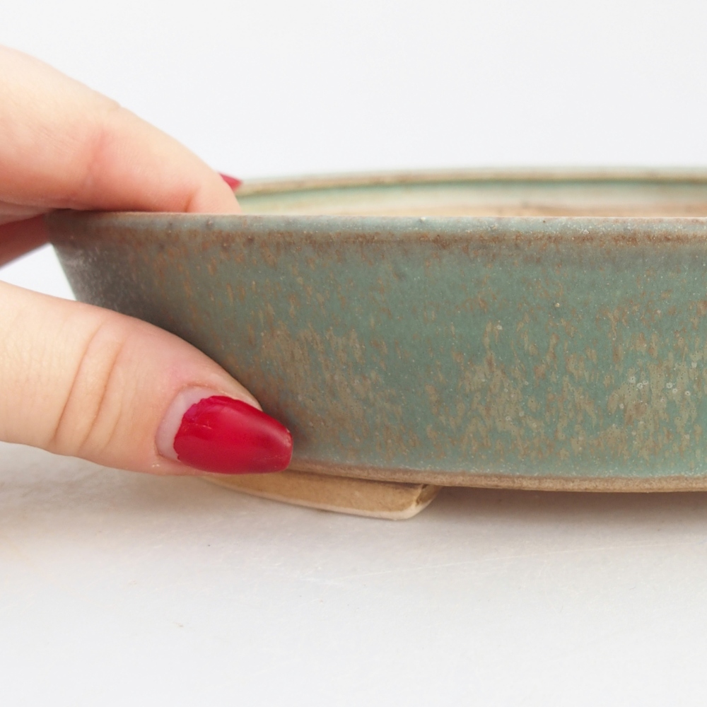 Ceramic bonsai bowl 21 x 19 x 4,5 cm, green