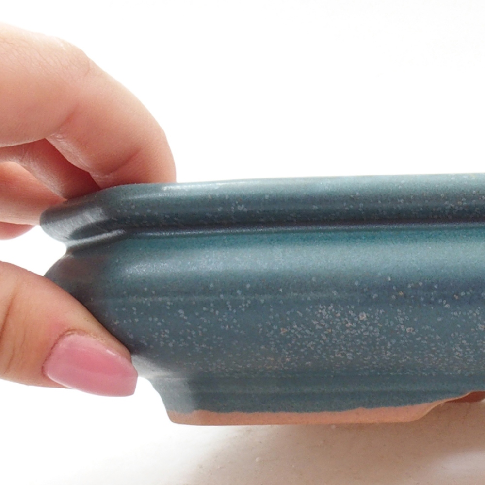 Ceramic bonsai bowl 19 x 13,5 x 4,5 cm, color blue