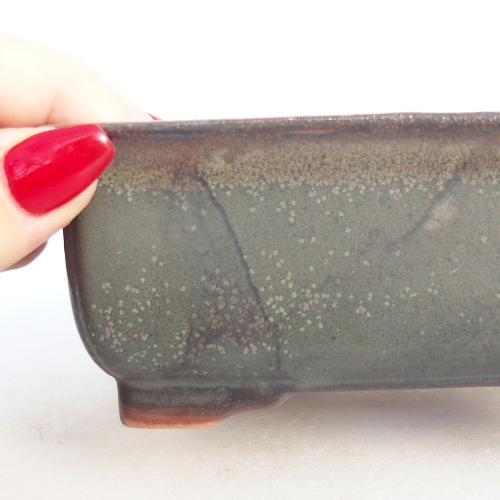 Ceramic bonsai bowl 12 x 9,5 x 5 cm, grey