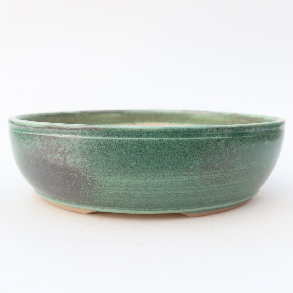 Ceramic bonsai pot, 19.5 x 19.5 x 5.5 cm, green
