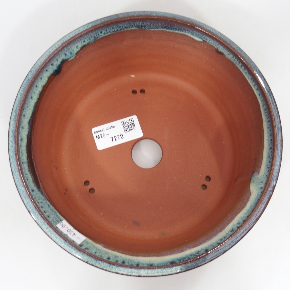 Ceramic bonsai bowl 20 x 20 x 7 cm, blue-green