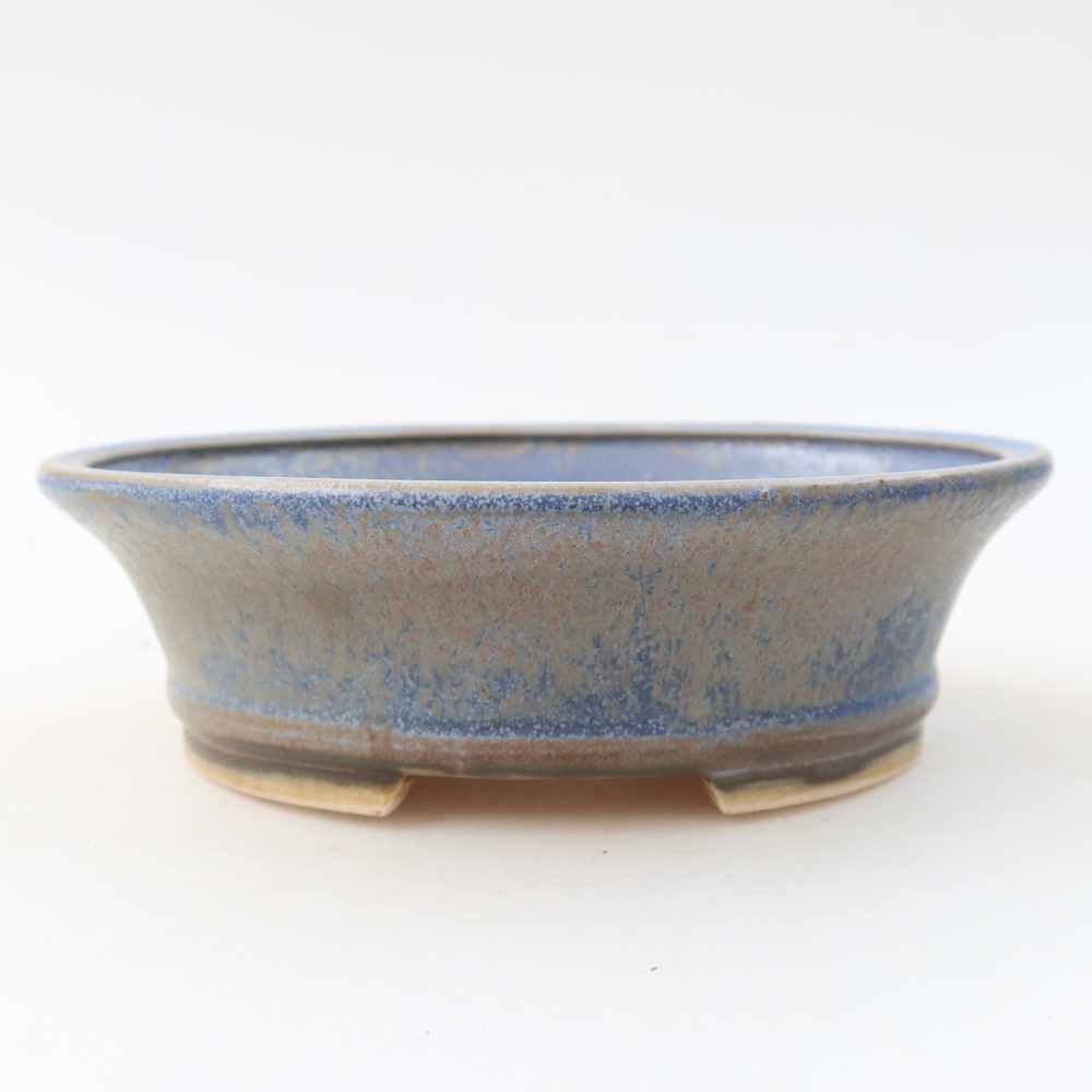 Ceramic bonsai pot, 13 x 11.5 x 4 cm, blue