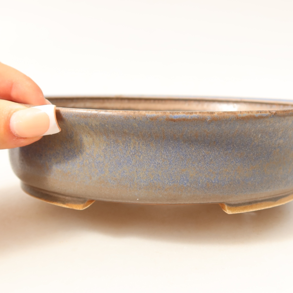 Ceramic bonsai pot, 18 x 16.5 x 4.5 cm, blue