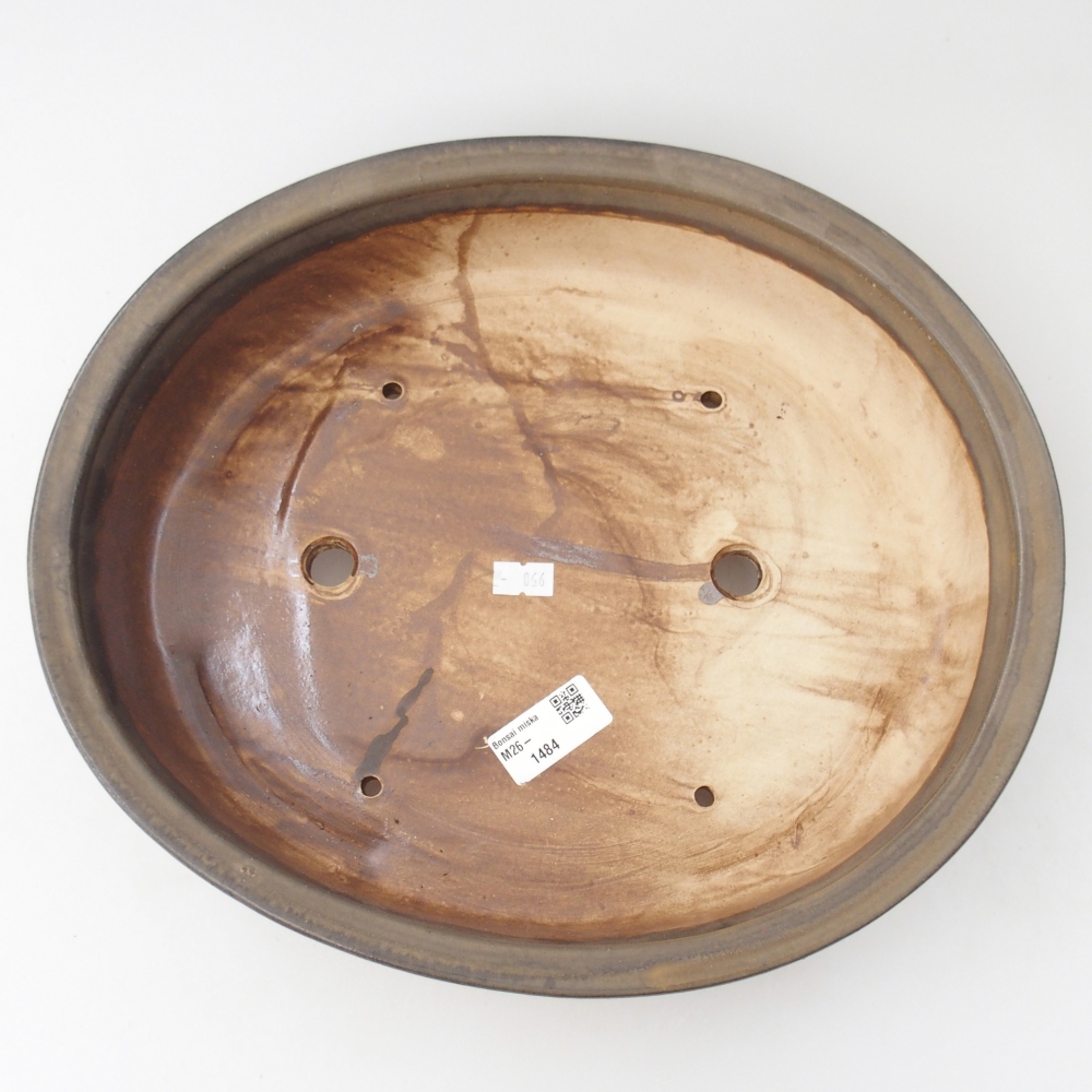 Ceramic bonsai bowl 32,5 x 28 x 7 cm, brown