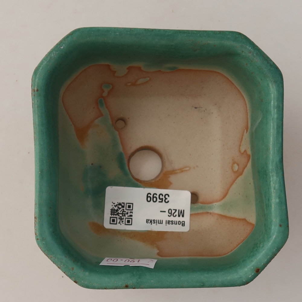 Ceramic bonsai pot, 10 x 10 x 6.5 cm, green