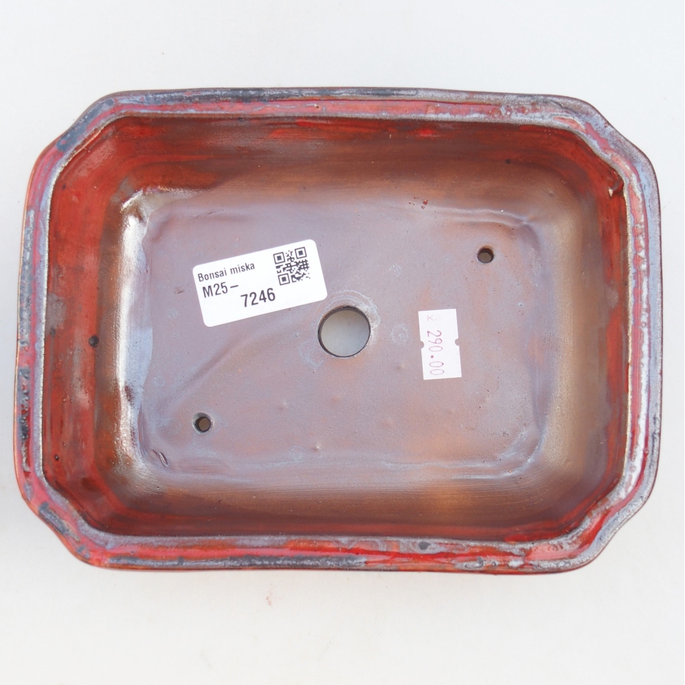 Ceramic bonsai bowl 18 x 13,5 x 5 cm, colour red