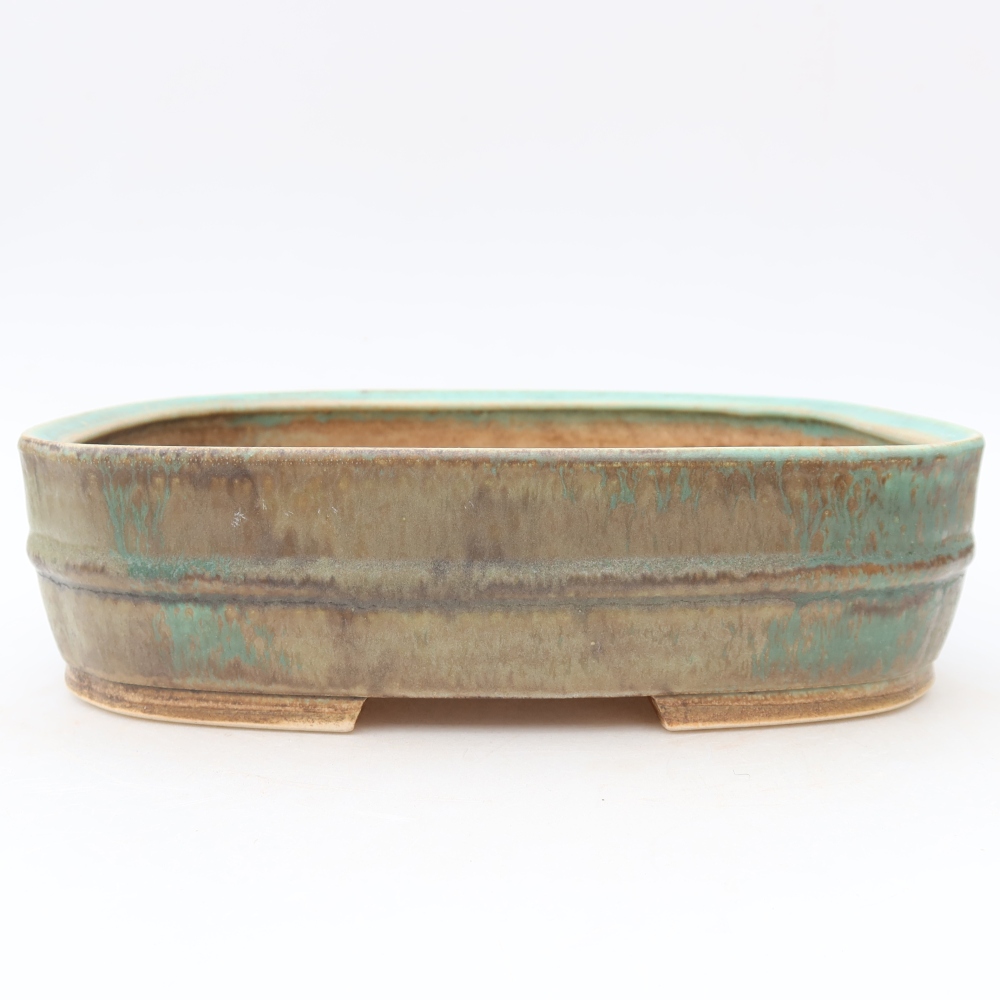 Ceramic bonsai pot, 24.5 x 20.5 x 6.5 cm, green