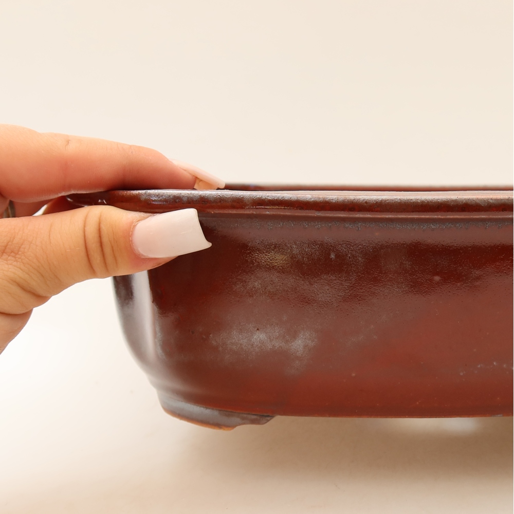 Ceramic bonsai pot, 24.5 x 21 x 7.5 cm, red