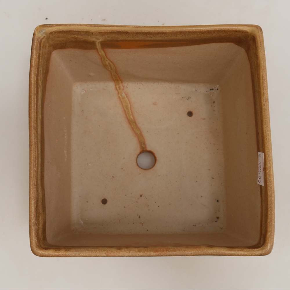 Ceramic bonsai pot, 15 x 15 x 10.5 cm, beige