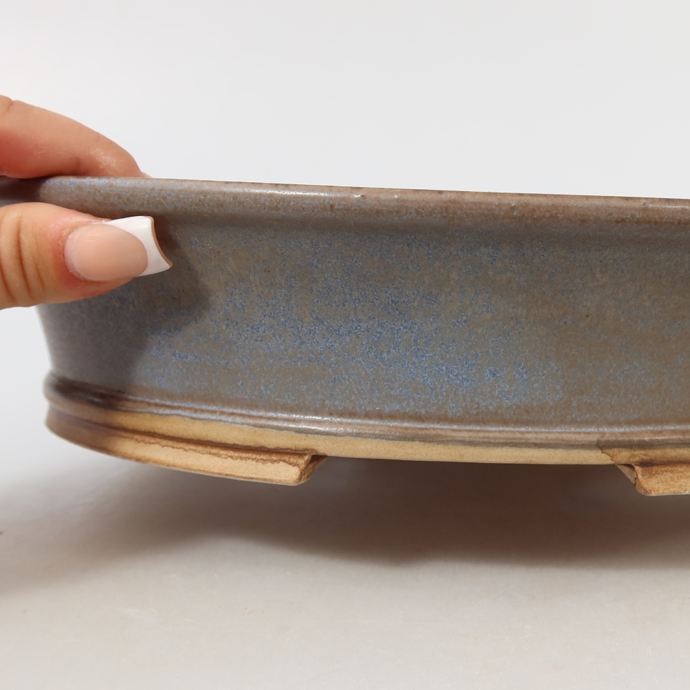 Ceramic bonsai pot, 27 x 24.5 x 5.5 cm, blue