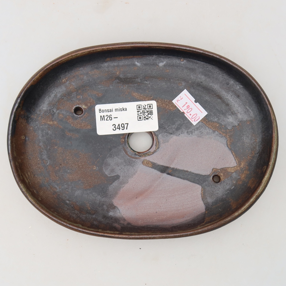 Ceramic bonsai pot, 17 x 12 x 2.5 cm, brown