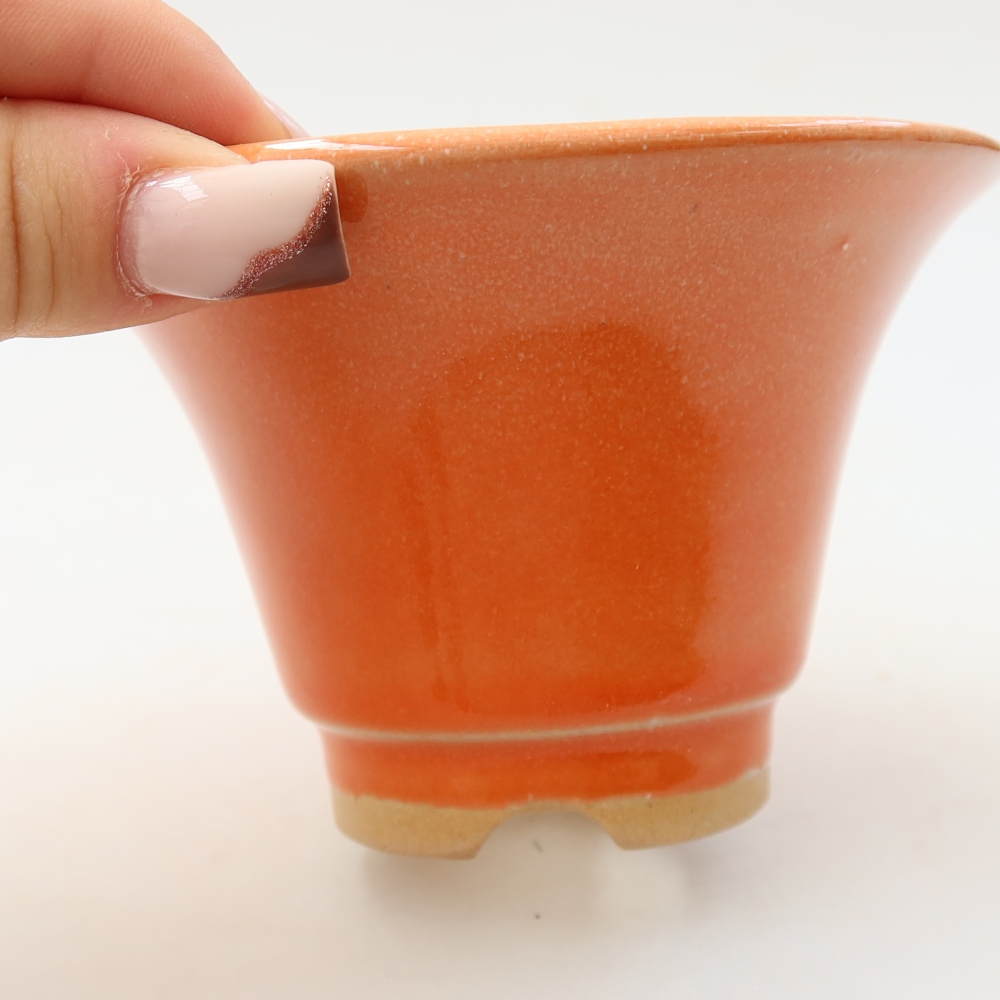 Ceramic bonsai pot, 10.5 x 10.5 x 7 cm, orange