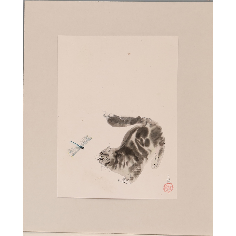 Calligraphy - Kitten with a Dragonfly