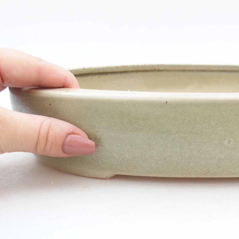 Ceramic bonsai bowl 26,5 x 21 x 5 cm, green