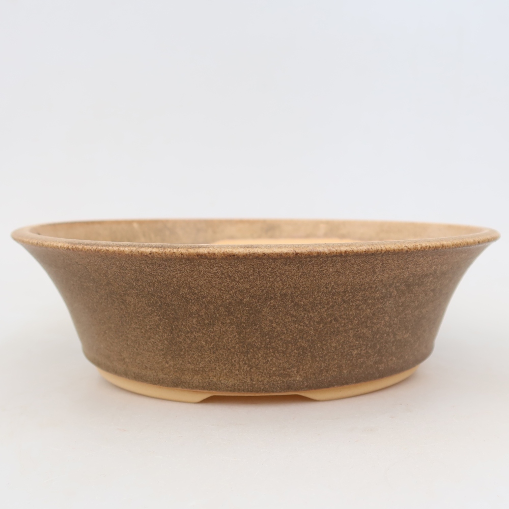 Ceramic bonsai pot, 25.5 x 25.5 x 7.5 cm, brown