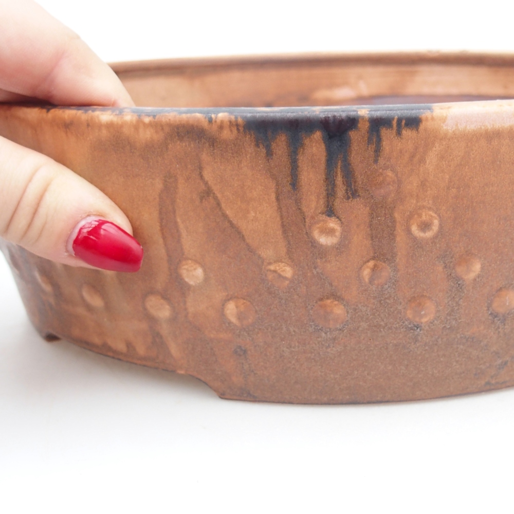 Ceramic bonsai bowl 24,5 x 24,5 x 7 cm, pink