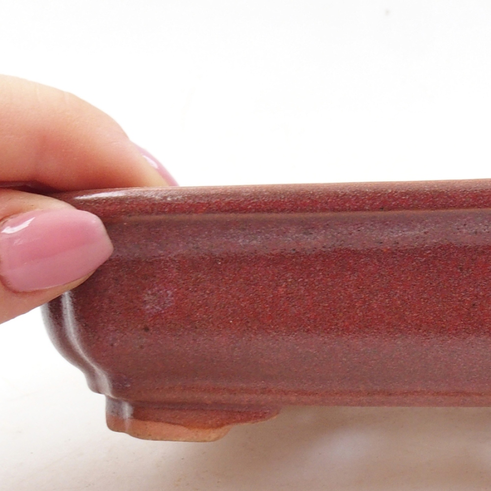 Ceramic bonsai bowl 14 x 11 x 4 cm, color burgundy